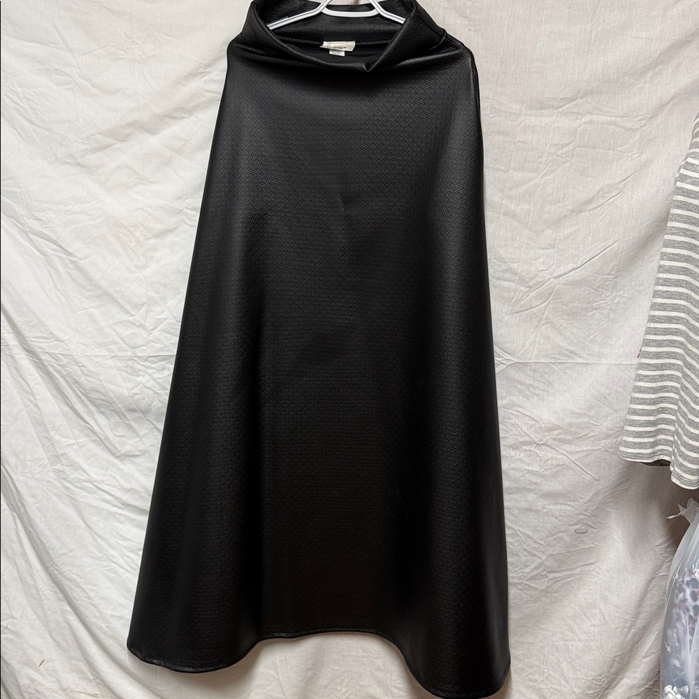 Brown Textured Leather Looking Long Maxi Sirt
